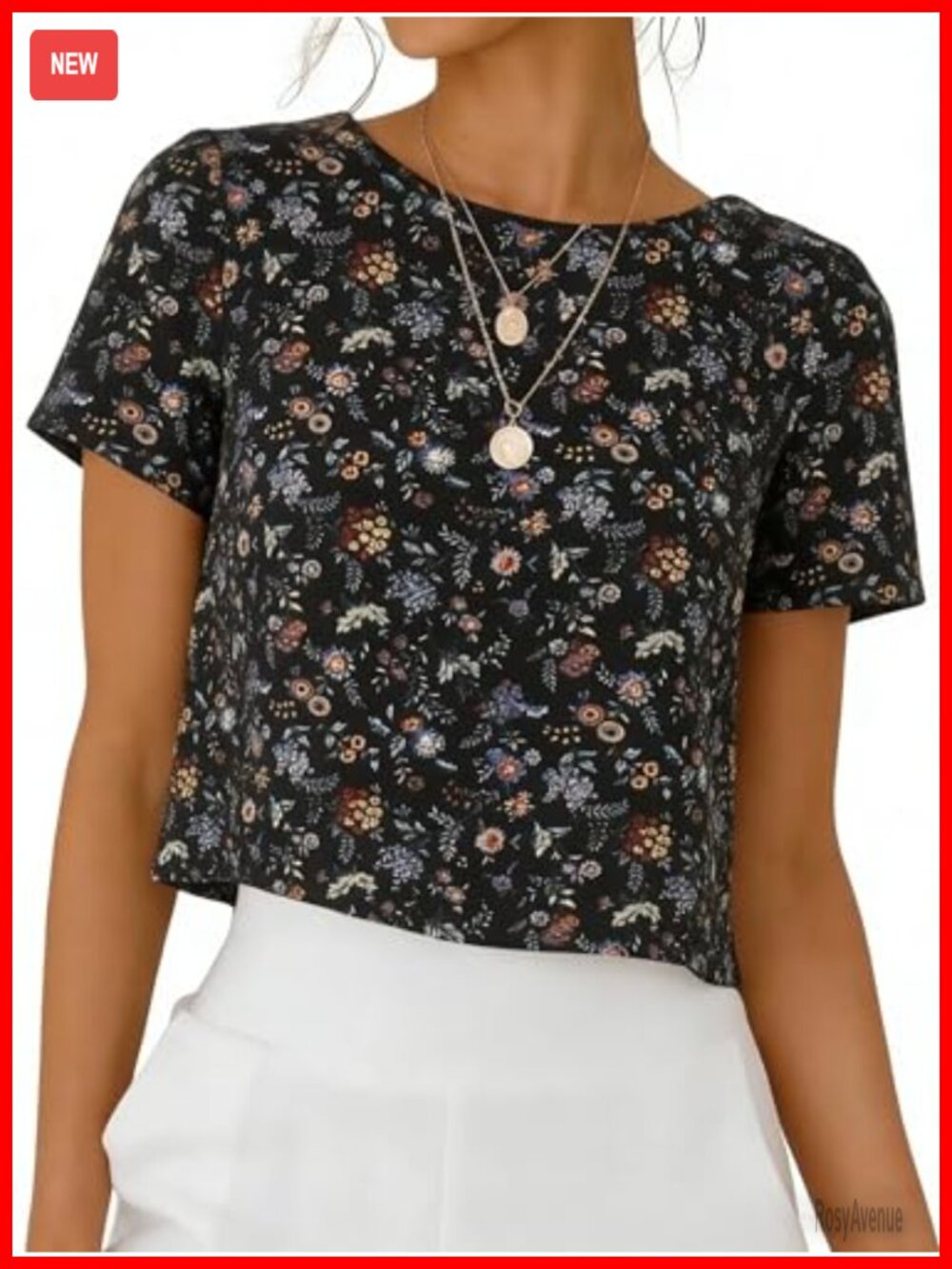 Cotton Linen Crop Top Short Sleeve Crewneck Floral Blouse Spring Summer Beach